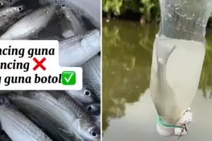 Wanita ini tunjukkan cara memancing yang tak biasa, modal dikit tapi dapat ikannya banyak