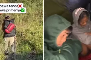 Momen kocak pendaki gunung lupa bawa frame tenda, antisipasinya keren tapi tetap saja miris