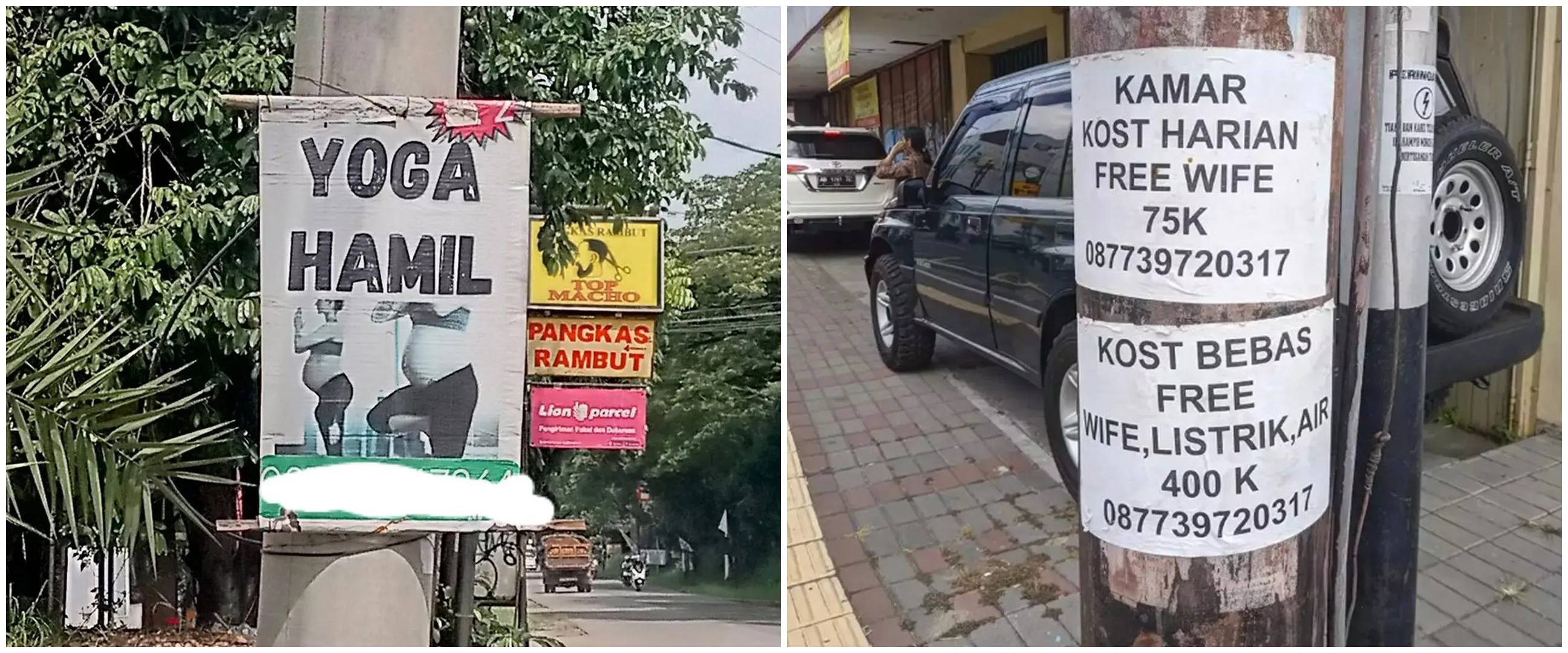 11 Potret kocak tulisan pengumuman di tiang listrik ini bikin bingung, perlu lihat dua kali baru paham