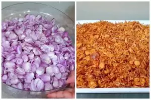 Tanpa dibalut tepung, ini cara menggoreng bawang merah agar renyah dan awet berbulan-bulan