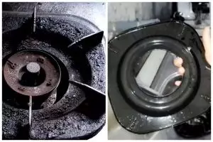 Tak perlu direndam larutan cuka, ini cara hilangkan kerak tebal di tungku kompor pakai 3 bahan dapur