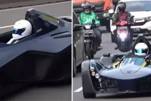 Momen mobil F1 berkeliaran di jalanan Jakarta ini tuai pro kontra netizen, legal nggak sih?