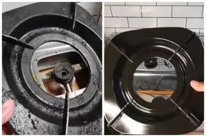 Tanpa ditaburi sitrun, ini cara bersihkan tungku kompor berkerak agar kinclong cuma modal Rp8.000-an