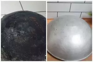 Tanpa direndam air panas, ini cara hilangkan kerak gosong di pantat wajan cuma tambah 1 bahan dapur