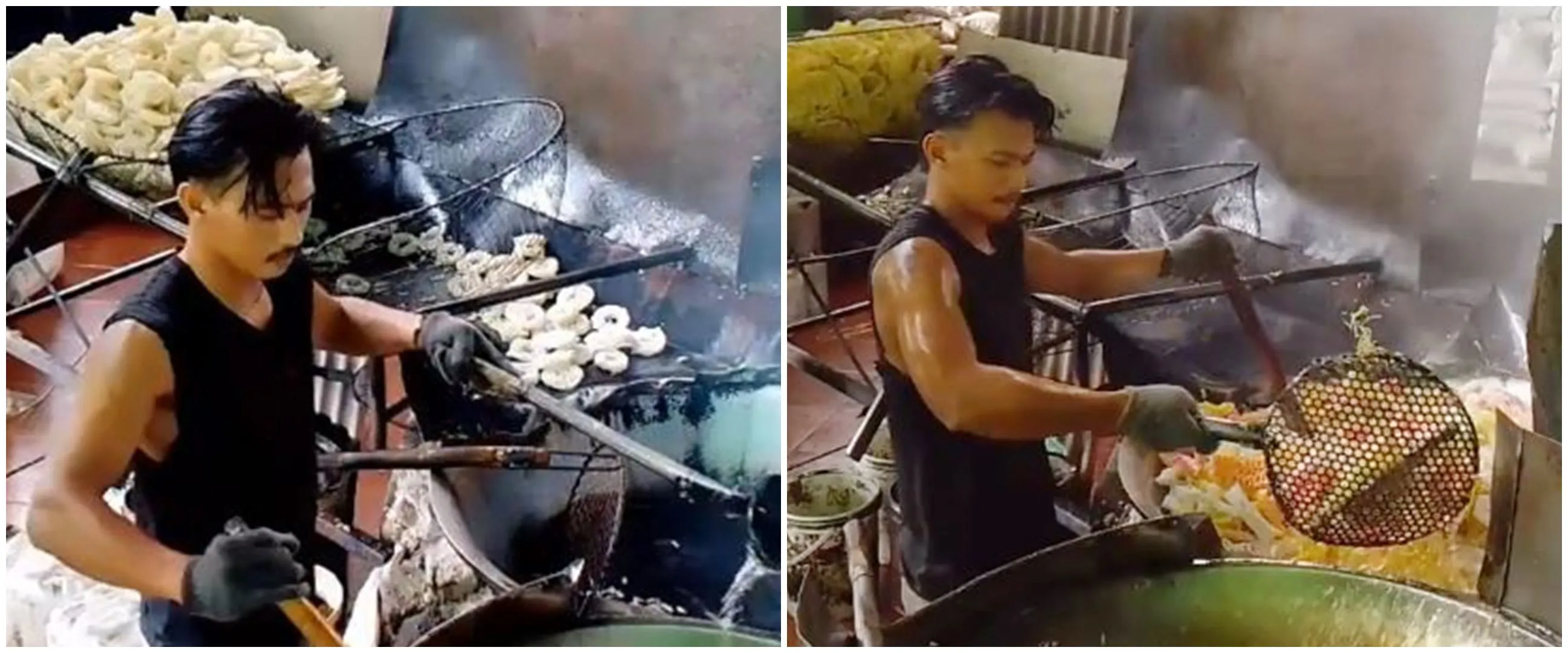 Dihujat karena kerja pakai baju pendek, 9 potret outfit tukang goreng kerupuk ini ada-ada aja idenya