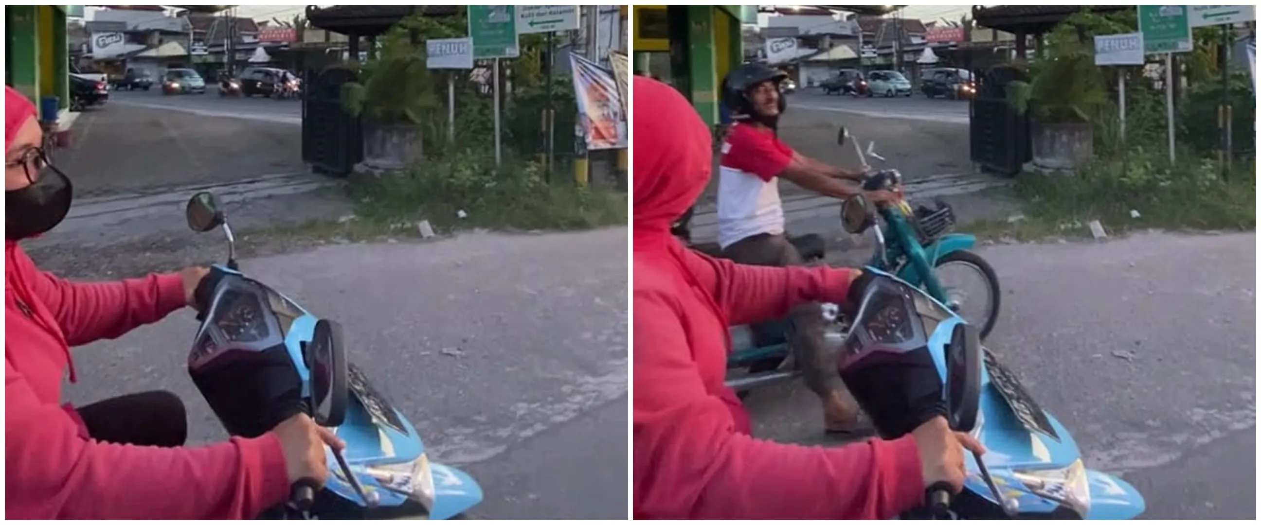 Pria berkendara bawa boncengan absurd tapi nurut ini bikin pengendara lain melongo