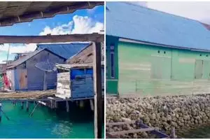 Hidup di tengah laut, 11 potret rumah kayu dengan lantai bolong ini bikin jantungan