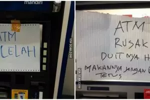 11 Potret kocak tulisan di ATM rusak ini bikin senyum kesal, endingnya menghela napas