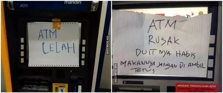 11 Potret kocak tulisan di ATM rusak ini bikin senyum kesal, endingnya menghela napas