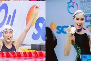 Usai 15 tahun vakum langsung raih medali emas, ini 9 momen Cinta Laura ikut kompetisi renang selebriti
