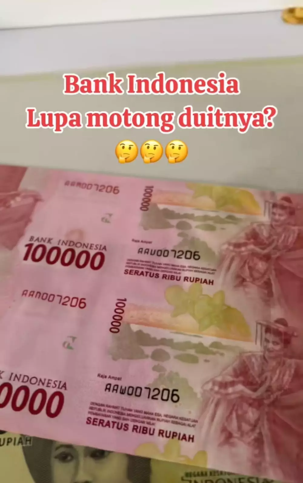 uang 100 ribu belum dipotong © TikTok