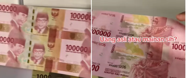 Penampakan uang Rp 100 ribu belum dipotong ini bikin bingung, asli ...