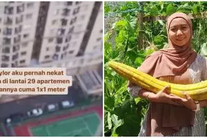 Wanita ini nekat berkebun di lantai 29 apartemen seluas 1x1 meter, hasil panennya bikin terbelalak
