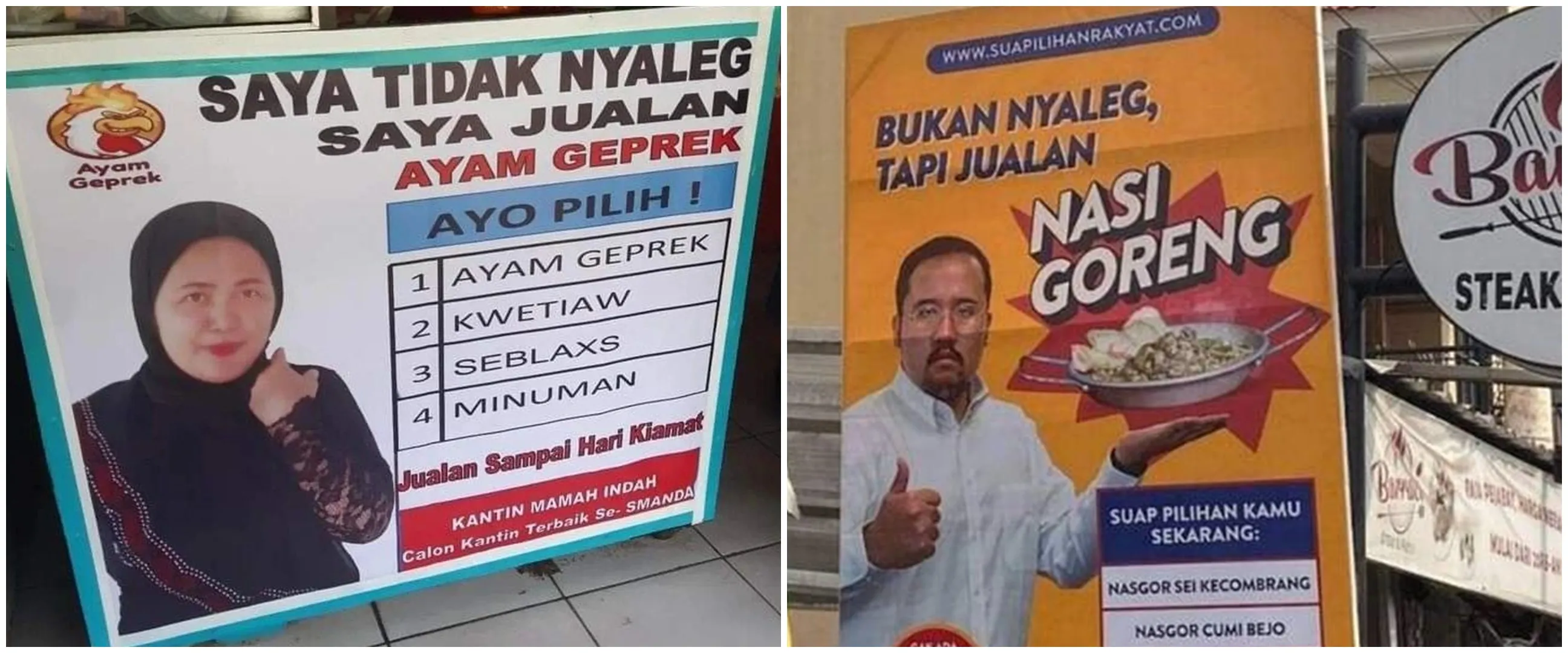 11 Potret kocak tulisan warung mirip baliho caleg ini bikin pembeli kepikiran pemilu daripada makan