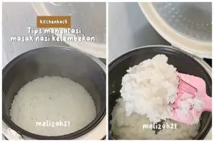 Wanita ini praktikkan trik atasi nasi lembek kebanyakan air tanpa pakai roti, hasilnya matang sempurna