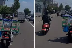 Cara penjual pentol bawa gerobak kebalik ini bikin nggak habis pikir, pedagang lain auto minder
