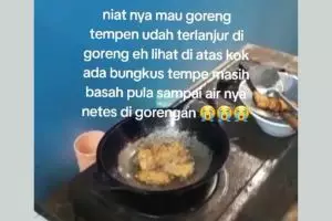 Risiko hidup ngekos, cowok goreng tempe tiba-tiba kecipratan benda tak terduga ini bikin geleng kepala