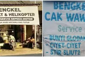 11 Potret kocak tulisan membingungkan di bengkel ini bikin pengendara tepuk jidat