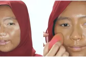 Wanita berwajah polos dengan vitiligo dirias soft glam oleh MUA, transformasinya bikin pangling