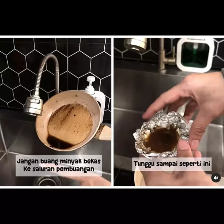 Bukan dicampur bubuk khusus, ini trik padatkan minyak goreng bekas sebelum dibuang pakai 1 bahan dapur