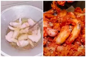 Tanpa tambahan taburan tepung terigu, ini trik goreng ayam agar hasilnya garing dan bentuknya utuh