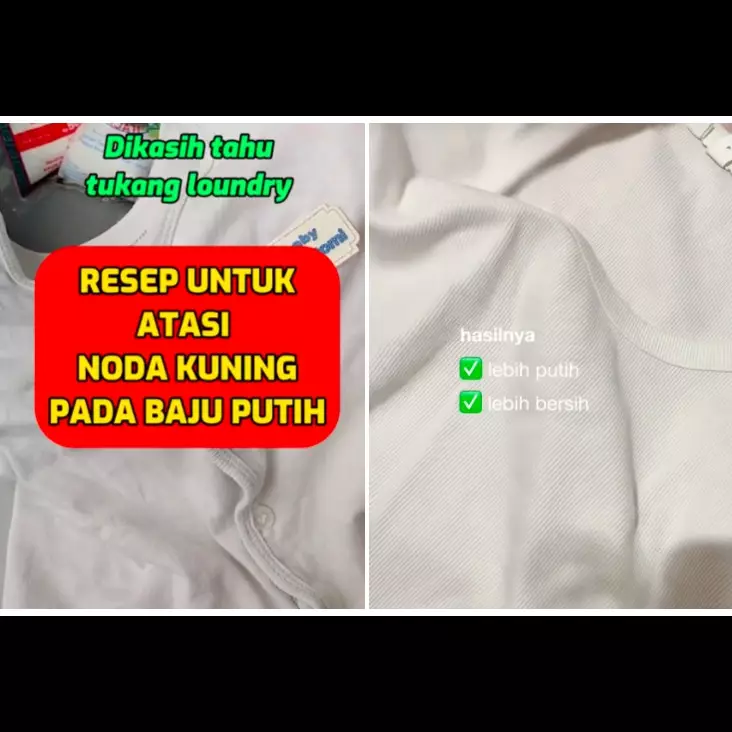 Tanpa direndam larutan pemutih, ini cara hilangkan noda di pakaian putih cuma pakai 2 bahan dapur