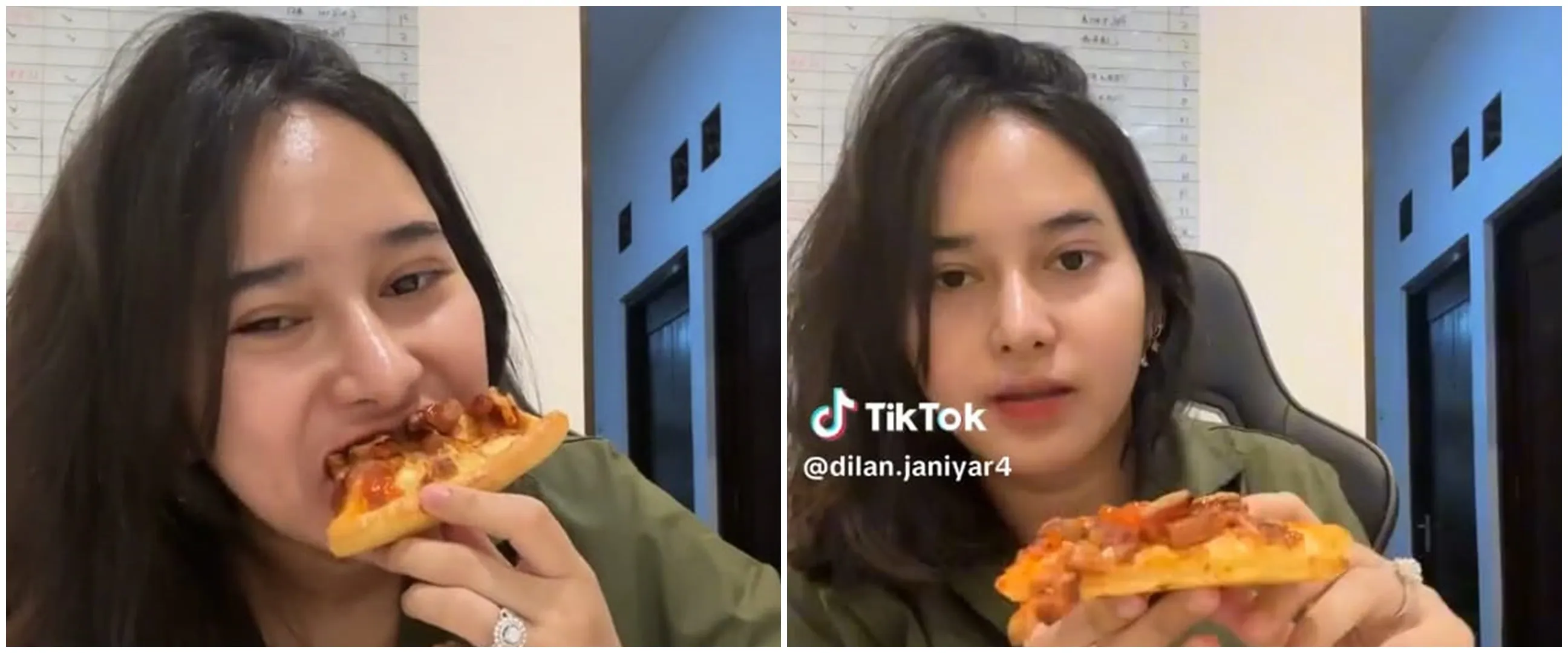 Cara nyeleneh cewek makan pizza ini disebut brutal tapi sepertinya menarik dicoba, ada-ada aja idenya