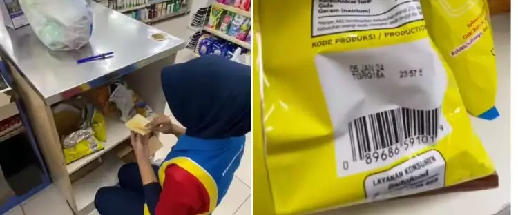 Momen pegawai minimarket konsumsi makanan expired ini tuai pro kontra netizen, aman nggak sih?