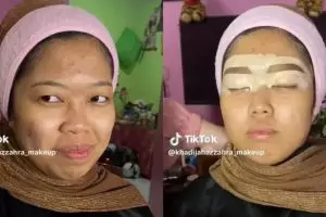 Transformasi makeup wanita bermata sipit ini dipuji bak barbie Jawa, jerawat hilang auto mulus