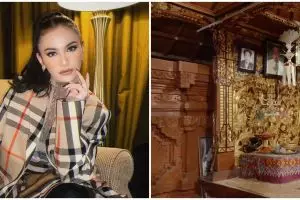 Rumahnya megah bak kerajaan Bali, 7 potret dapur sederhana Mahalini ini letaknya unik berasa di vila