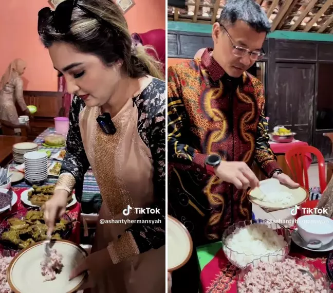 ashanty makan di hajatan ARTnya © TikTok  ashanty makan di hajatan ARTnya © TikTok