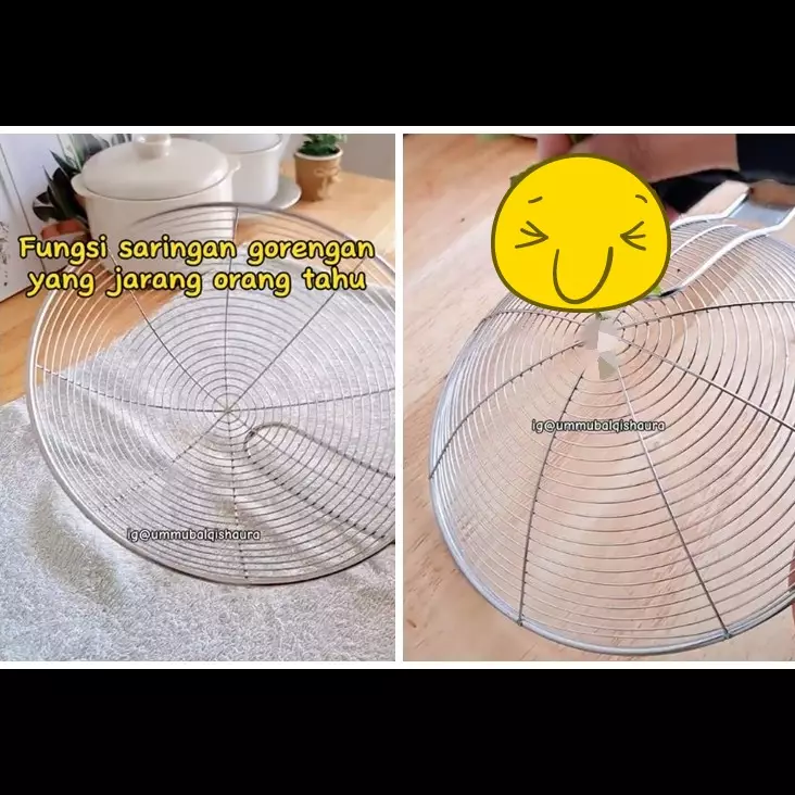 Bukan untuk peniris makanan, aksi wanita tunjukkan fungsi lain saringan ini uniknya tak terduga
