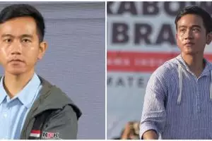 Tema Valentine di TPS Gibran dan Selvi nyoblos, usai menyalurkan suara langsung diberi cokelat