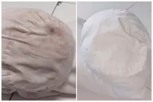 Cukup tambah 1 bahan dapur, ini trik cuci guling dekil dan buluk agar kembali putih seperti baru