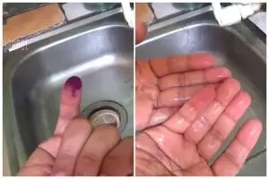 Jangan pakai sabun cuci tangan, cara cepat bersihkan tinta ungu di jari dengan tambahan 1 bahan dapur