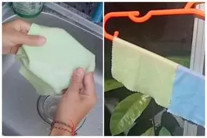 Tanpa direndam air panas, ini cara hilangkan noda membandel di kain lap kacamata pakai 1 bahan dapur