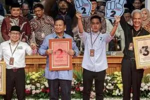 Hasil sementara quick count 6 lembaga survei Pilpres 2024, Prabowo-Gibran menang satu putaran