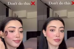 Tanpa alat bantu apapun, ikuti cara aplikasi blush ala MUA ini agar wajah tampak tirus dan terangkat