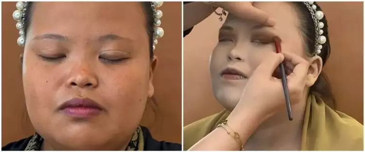Transformasi makeup wanita dengan tubuh berisi dirias MUA ini hasilnya manglingi bak princess