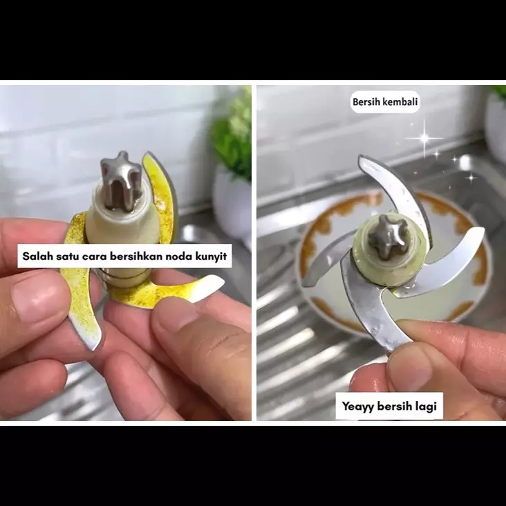 Bukan garam atau baking soda, ini cara basmi noda kunyit di pisau blender agar bersih tak berbekas