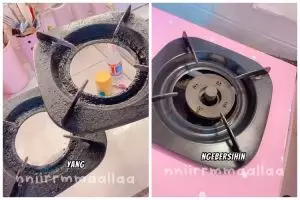 Tak diberi sitrun, trik emak-emak basmi kerak di tungku kompor agar glowing ini andalkan 3 bahan dapur