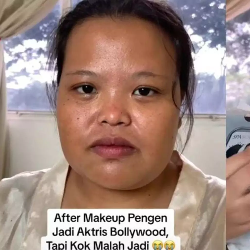 Niatnya dandan ala artis Bollywood, transformasi makeup wanita chubby ini malah kaya pengantin