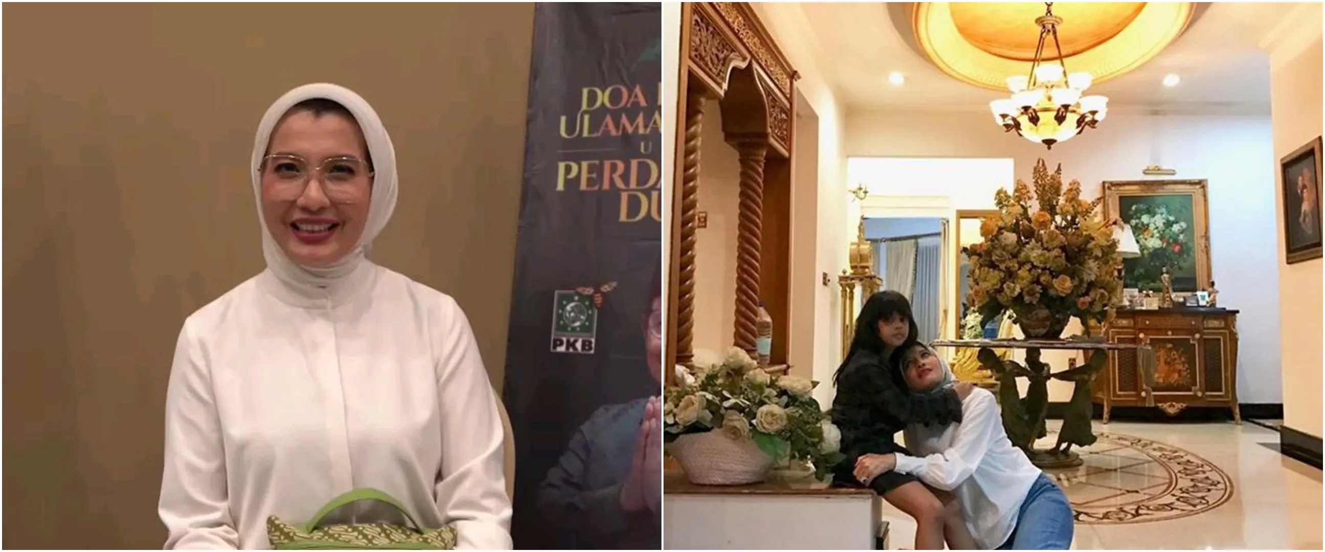11 Potret rumah Arzetti Bilbina ini megah bernuansa klasik, kolam renangnya cozy dengan pergola
