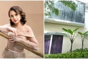 9 Potret musala di rumah Rossa ini dilengkapi kiswah kabah, viewnya langsung mini garden