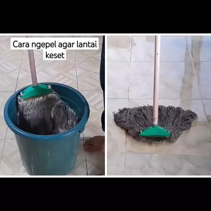 Tanpa dicampur sitrun, trik mengepel lantai licin dan kotor ini jadi bersih kesat pakai 1 bahan dapur