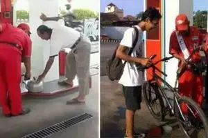 45 Potret kocak kelakuan orang saat isi bensin yang bikin tepuk jidat, ada-ada aja tingkahnya