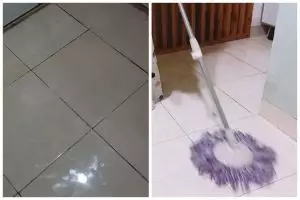 Tak perlu tambah garam, ini trik mengepel lantai berminyak agar bersih kesat cukup pakai 2 bahan dapur
