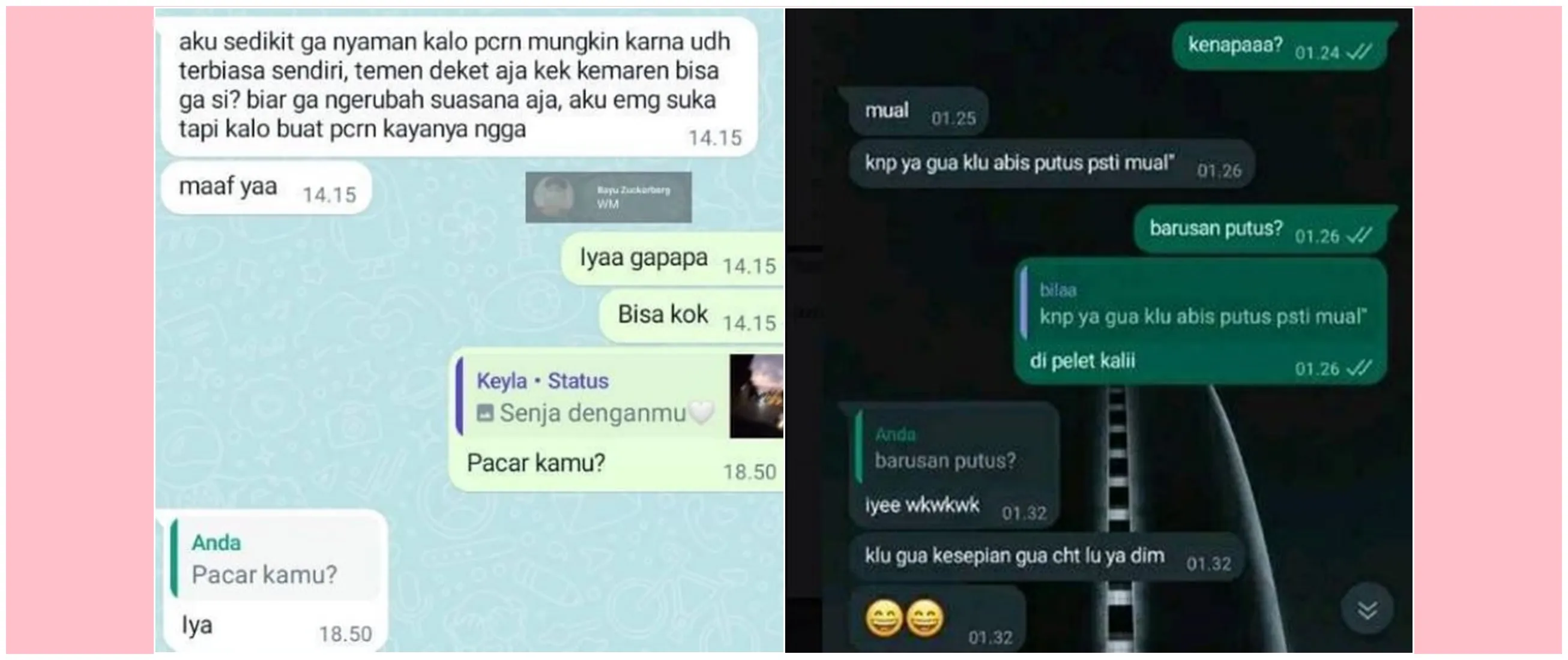 11 Chat lucu jadi pelampiasan ini pengen nyengir tapi kasihan, definisi jadi badut asmara