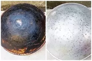 Tanpa ditaburi baking soda, ini trik bersihkan kerak gosong pantat wajan cuma pakai 2 bahan sederhana