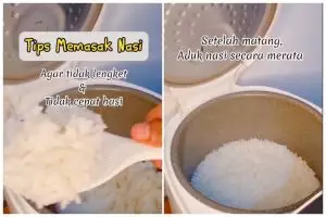 Bukan diberi cuka, ini trik menanak nasi agar tidak lengket di rice cooker cuma tambah 1 bahan makanan